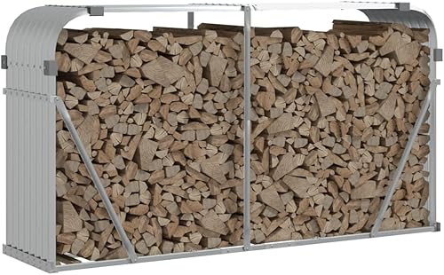 Portalegna da Esterno, Scaffale in Metallo, Legnaia da Esterno in Acciaio Zincato Antracite 80x45x190 cm - Honorern