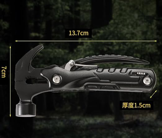 Multiuso Campeggio Accessori，Martello Multiutensile，Regali per Lui, Regalo Natale Uomo, Regalo Festa del Papà. - Honorern