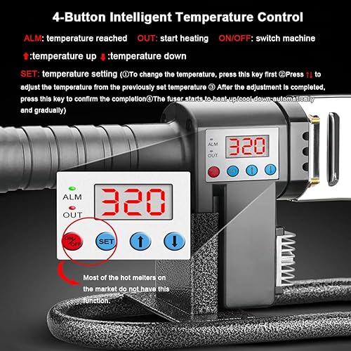 Saldatrice per Tubi in plastica con Forbici, saldatrice per Tubi PE/PB/PPR, Regolabile 100-320 ℃, Display Digitale + Matrice antiblocco + Staffa a Forma di U del Piede di aggiornamento - Honorern