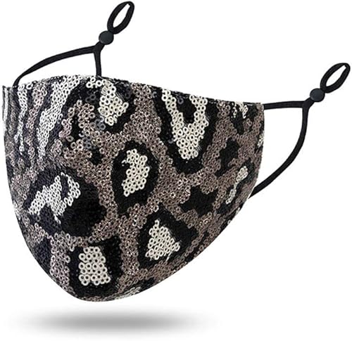copribocca con paillettes, anti polvere, con passanti regolabili per le orecchie, con clip per le donne, con glitter scintillanti, copertura decorativa in tessuto lavabile, riutilizzabile - Honorern