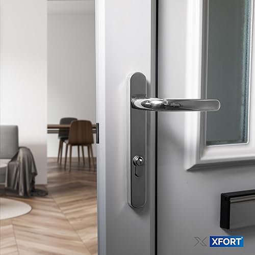 Maniglia Ultra per porta con meccanismo interno a molla PVC-U (cloruro di polivinile rigido - non plastificato), 92 PZ, 122 mm, con vite centrale, con doppia smaltatura, Set doppio, bianco - Honorern