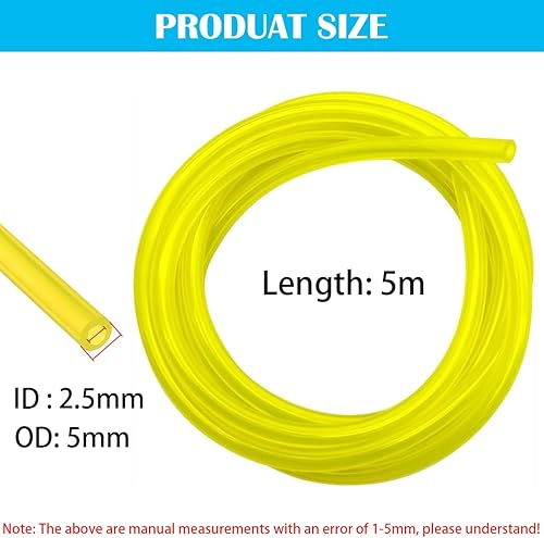 Tubo carburante, CTRICALVER 2,5x5mm tubo benzina Universale 5m, tubo carburante per tosaerba a benzina, tubi carburante per tosaerba, motoseghe, soffiatori, idropulitrici, con 1 tagliatubi - Honorern