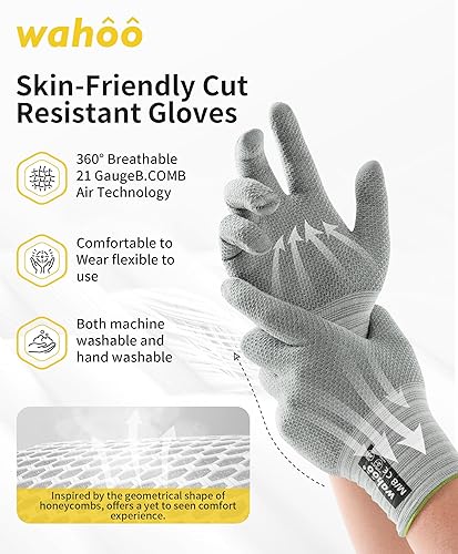 Wahoo Guanti Antitaglio Alimentari, Protezione di Livello D, Guanti a Mandolino per il Taglio della Carne in Cucina, Taglia L - Honorern