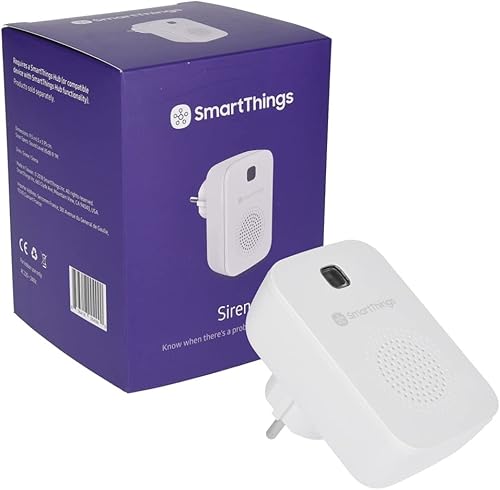 Vodafone - Sirena Sercomm V-Home, Sirene ZB, collegamento con dispositivi SmartThings, portata 30-45 m, fino a 85 decibel con luce rossa, 140 g, colore bianco - Honorern