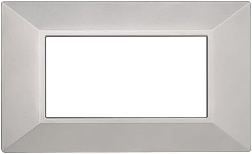 1 Placca squadrata Piramide, 4 moduli/posti, Compatibile Con BTicino Axolute, argento silver, Placche rettangolari, Plastica di alta qualità, 100% compatibile con supporti e moduli originali - Honorern