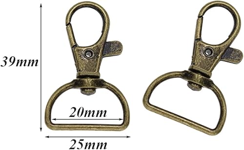 20 Pezzi Moschettoni per Borse Fibbie Metallo Girevole Portachiavi Girevole Gancio Girevole a Scatto Ganci con Moschettone Girevoli in Metallo Metallo Girevole Catenacci Ganci per Borse - Honorern