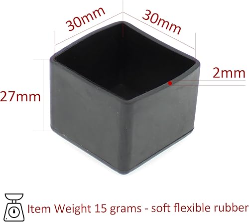 Lifeswonderful® - Piedini Puntali Quadrati In Gomma - 30mm Per Gambe Di Sedie Tavolo Mobili - Honorern