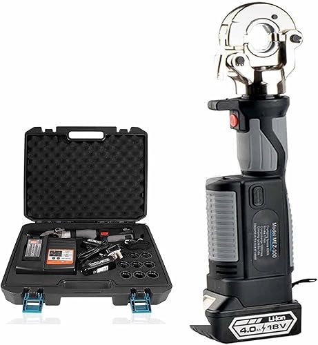 Pinza crimpatrice idraulica ricaricabile, 10-300 m², strumento elettrico idraulico con 12 paia di matrici, crimpatrice per cavi alimentata a batteria, per terminali in rame e alluminio, verde - Honorern