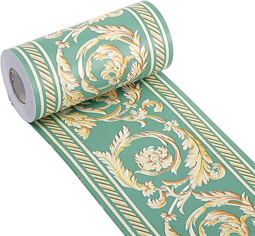 10m Bordi Adesivi per Pareti Bordi per Carta da Parati Autoadesivi, Impermeabile, Autoadesiva, Bordo Adesivo per Carta da Parati per Cucina Bagno (Blanco : Verde) - Honorern