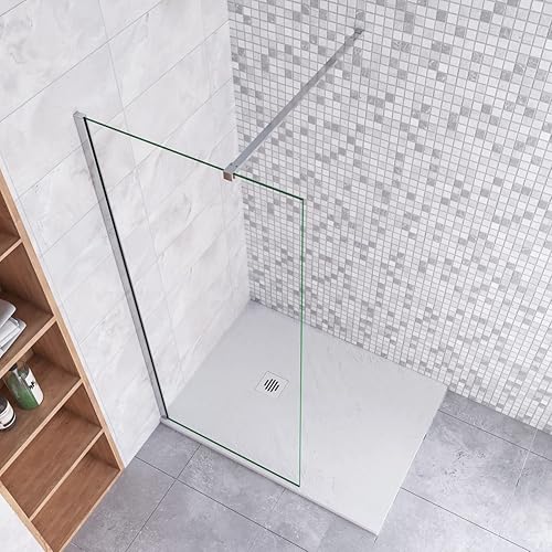Walk In Parete per Doccia Vetro Temperato 8mm Anticalcare Trasparente inclusa Barra Stabilizzatrice da 90 cm Tagliabile 80x190cm - Honorern