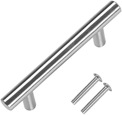 2 maniglie a T in acciaio spazzolato, per armadietti, porte, mobili, cassetti, 10 x 64 x 100 mm - Honorern