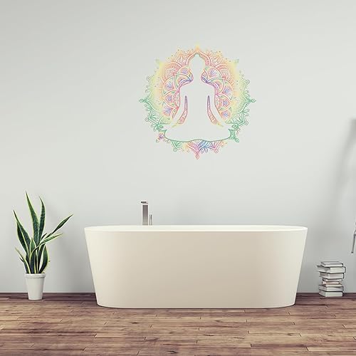 Colorato Yoga Mandala Decalcomania Della Parete Buddha Rimovibile Adesivo Da Parete Per La Camera Da Letto Soggiorno Yoga Studio Sfondo FAI DA TE Bohemian Wall Mural Decor - Honorern