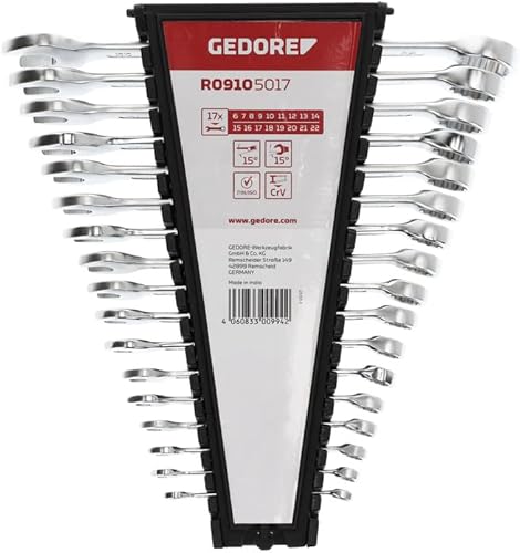 GEDORE Juego de llaves combinadas, An 6-22 mm, 17 piezas - Honorern