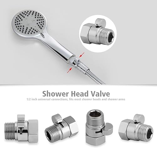 Valvola di chiusura del soffione doccia, 1/2” rame soffione doccia controllo del flusso valvola di arresto valvola di risparmio d'acqua fornitura doccia per soffioni doccia, docce a mano - Honorern