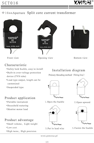 YHDC - Trasformatore di Corrente SCT016 120A/40mA Nucleo Diviso sensore di Corrente - Honorern