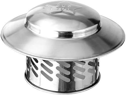 Tappo rotondo per camino, in acciaio inossidabile 304, con schermo, per tubi della stufa, migliora qualsiasi spazio, argento (80 mm) - Honorern