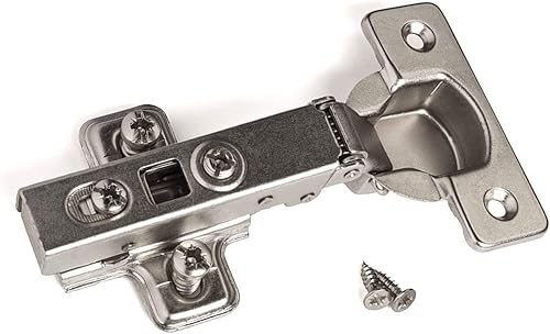 EVOTRADE Cerniera 'T45' Battuta Esterna (Collo 0) con Ammortizzatore Soft Close + Piastra Basetta di Montaggio a Croce + Viti di montaggio - Cerniere a Tazza 35 (Set da 10, 20 o 30) (20 Pezzi) - Honorern