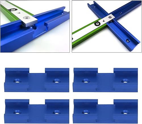 4PCS Connettore a Binario Incrociato Per La Lavorazione del Legno, Connettore a Binario a Croce Per Scivolo Universale in Lega di Alluminio Strumenti a Croce Per Scanalatura a T Fai-da-te(Blu) - Honorern