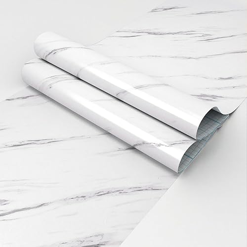 Carta Da Parati Effetto Marmo Bianca Carta Adesiva Lucida Per Mobili Cucina Carta Da Parati Adesiva Muro Rivestimento Adesivo Per Mobili Carta Da Parati Moderna Per Tavolo Armadio 40 x 200cm - Honorern
