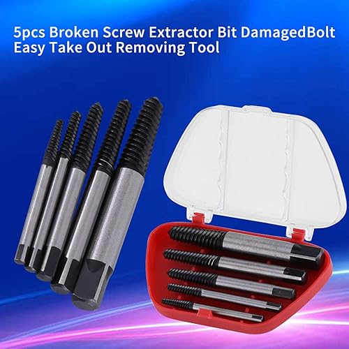 Set di estrattori per viti sinistre da 5 pezzi, Set di estrattori per viti, Set di estrattori professionali, Estrattore per viti da 4-18 mm, Easy Out, Rubinetto per bu - Honorern