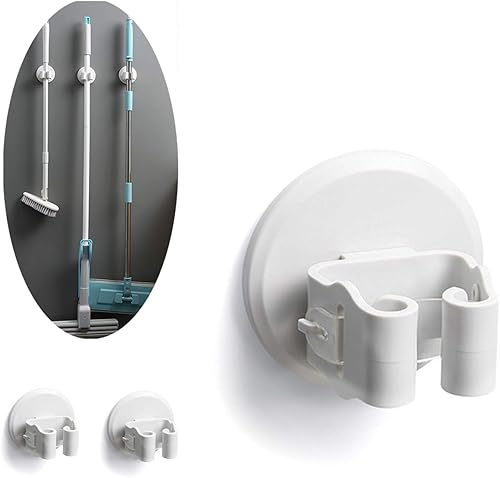 Portascope e Portaspazzole Muro Montato, Robusto Strumento Rack di Stoccaggio Salvaspazio per Cucina, Plastica ABS - 3 Pezzi - Bianco - Honorern