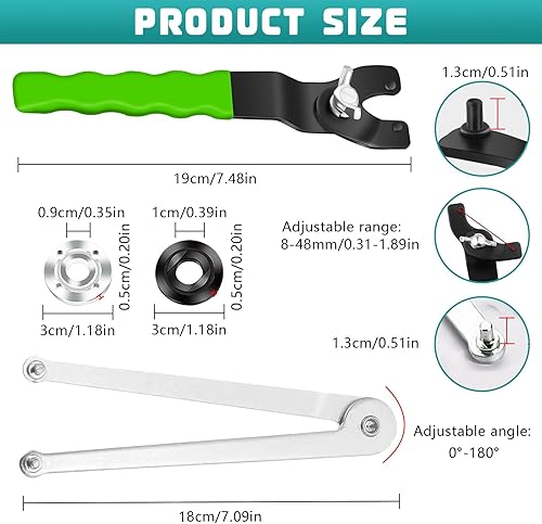 2 Pezzi Chiave Angolare Universale per Smerigliatrice, 13-46mm Anti Scivolo Chiave Universale per Smerigliatrice, Chiave Regolabile per Smerigliatrice Angolare con Dado Flangia (2 Stili) - Honorern