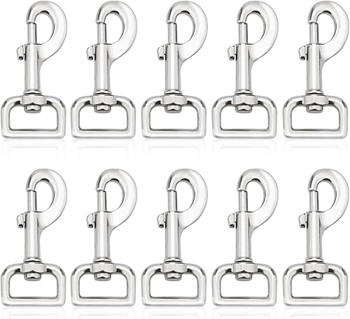 10 Pezzi Moschettone con Occhio Girevole, Clip Gancio Grilletto Moschettoni, Moschettoni Girevoli Guinzaglio, Ganci Portachiavi, Robusto Moschettoni Girevoli, per Guinzagli per Cani, Portachiavi - Honorern