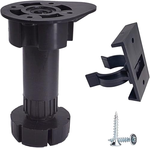 Confezione da 16 gambe nere regolabili in altezza per mobili con clip, piedini per mobili da cucina, gambe per armadietti, viti incluse (16) - Honorern