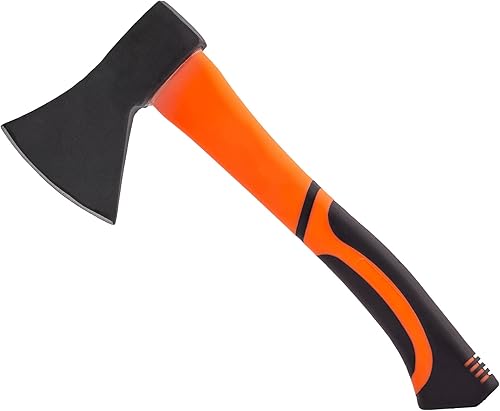 Ascia Universale 600g per Giardino e Campeggio - Accetta da Taglio con Testa in Acciaio e Manico in Fibra di Vetro - Ascia Spaccalegna di Legno - Piccola Ascia Manuale da Spacco - Honorern
