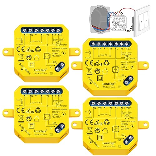 Interruttore Tapparelle WiFi, 4pz Modulo Comando Smart Timer per Tapparelle Elettriche, Controllo Vocale con Alexa, Controllo App Smart Life, Relè WiFi per Tende 300W - Honorern