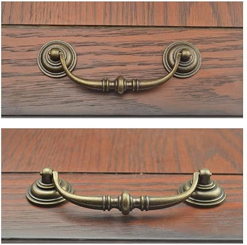2 maniglie vintage per cassetti, antiche, con kit di viti, universali, 12,5 cm, per camera da letto, bagno, cucina, armadio, armadio, [ottone] - Honorern
