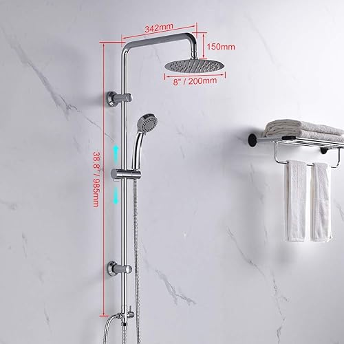 Ibergrif M20702 Sistema Docce con Deviatore, Colonna Doccia Senza Rubinetto, Cromo, Argento - Honorern