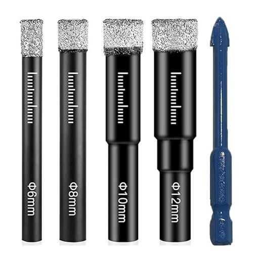 punte diamantate gres porcellanato, 6 Pezzi Punte Trapano Diamantate, Tile Drill Bits per Porcellana, Granito, Ceramica, Marmo e Vetro, Set da 6/8/10/12 mm con Punta a Sezione Esagonale, Ideali per Ma - Honorern