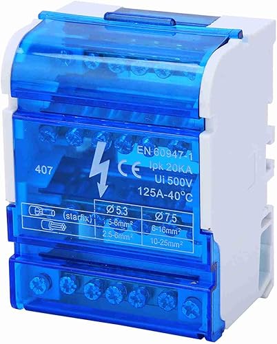 Scatola di Distribuzione Terminale, Custodia di Giunzione Monofase a 4 Livelli su Guida Din, Morsettiera con Coperchio Protettivo Scatola di Distribuzione Terminale 4 Ingressi 24 - Honorern