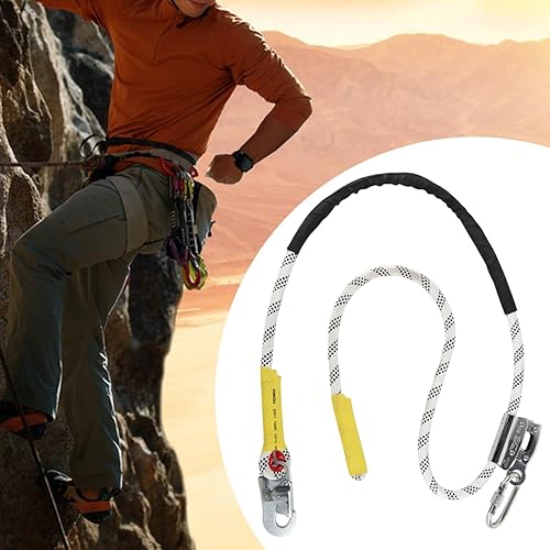 Cordino di posizionamento per arboricoltore Corda anticaduta regolabile con gancio a scatto in acciaio al carbonio per protezione recinzioni esterne, 2 Metri - Honorern