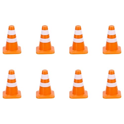 8 Pz Mini Coni Stradali, Piccoli Coni Sicurezza da Costruzione da 3,5cm Piccoli Segnali di Attenzione Stradali Mini Segnali Sicurezza Stradale Barricate per Scene di Strada in Miniatura - Honorern