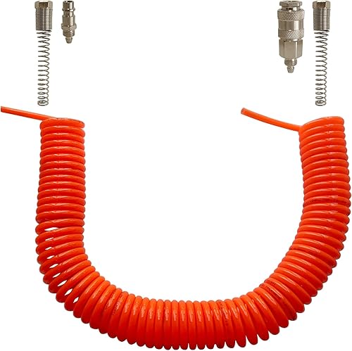 10.5m Spring Air Hose Spirale Bobina Arancione ODxID 8x5mm Accoppiatori Rapidi Europei SP PP Inclusive Compressore Tubo Trasferimento Aria Acqua - Honorern