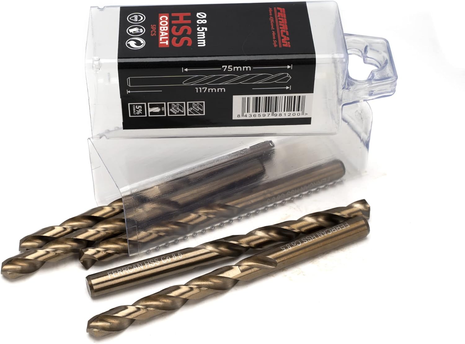 Punte per metallo HSS DIN338 M35 cobalto da 7-13 mm (confezione da 5 unità) (13mm) - Honorern