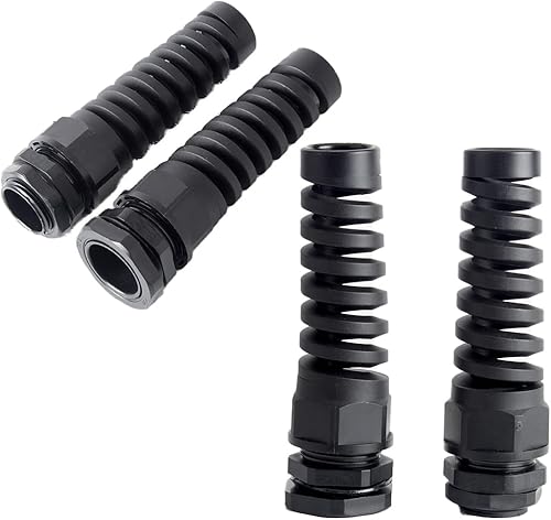 PG9 - Pressacavo, 4 pezzi, nero, IP68, impermeabile, flessibile, a spirale, protezione per il fissaggio e la protezione di cavi da 4-8 mm - Honorern