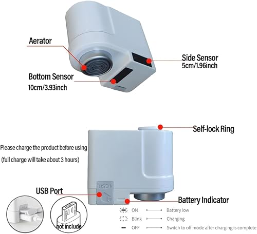 Rubinetto con sensore a infrarossi Sensore automatico di risparmio idrico Rubinetto anti-trabocco Cucina Bagno Induttivo - Honorern