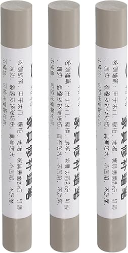 Crayon per Riparazione Mobili, 3pz - Stucco per Cera per Legno, Ritocco Pennarelli per Mobili - per Coprire Graffi Fori Tavoli Scrivanie Pavimenti Legno, Grigio Chiaro - Honorern