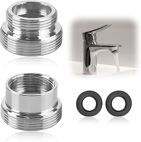 Set da 2 Adattatore per Rubinetto in Metallo, Connettore Filettatura Maschio per Rubinetti da Cucina e Acqua - Adattatori per Rubinetto Femmina - Versatilità 16-22 mm - Honorern