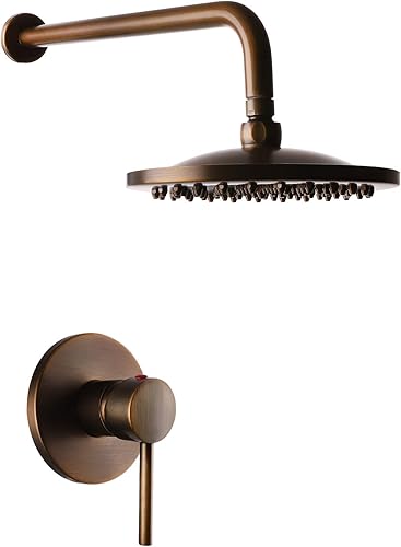 Rubinetto doccia da incasso, Vintage Miscelatore Doccia Ottone Con Miscelatore Rubinetto doccia da Muro Ceramica Sistema doccia Set - Honorern
