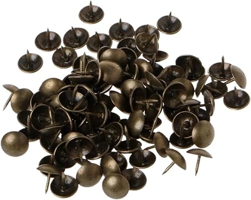 100 pz Ottone Antico Bronzo Tappezzeria Unghie Gioielli Regalo Cassa di Vino Scatola Divano Decorativo Tack Stud Puntina da Disegno Chiodo Ferramenteria e Attrezzi(9x6mm) - Honorern