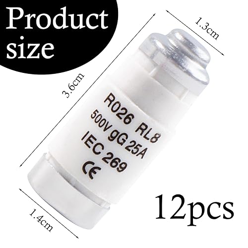 12 Pezzi Fusibili Ceramica Spirale R026 D02 25A gG Diazed Fuse Links 500VAC Inserto Fusibile Ceramica Fuseper Cavi e Protezione Linea - Honorern