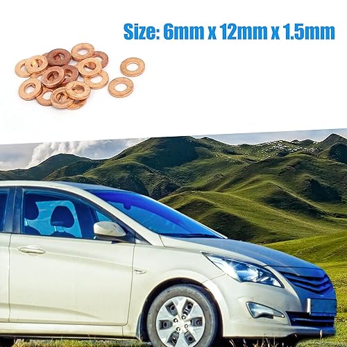 A ABSOPRO Rame Rondella 6mm x 12mm x 1.5mm Piatto Sigillante Guarnizione anellos(Set di 20) - Honorern