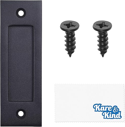Kare & Kind Maniglia per Porta da Fienile Scorrevole 15,2 cm (Nero) - Maniglia a Spinta Facile da Installare con Fondo Piatto - Acciaio Pieno con Bordi Lisci per Porta Scorrevole da Fienile, Capanno - Honorern