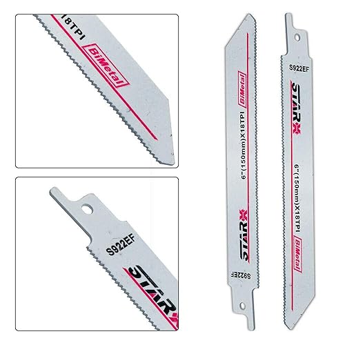 5 lame per sega a sciabola in bimetallo per tagliare lamiere spesse, tubi pieni, 150 mm x 18 T, 18 TPI lama per sega alternativa - Honorern