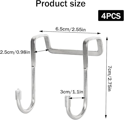 Tibapla 4 Pezzi Ganci per Asciugamani, Appendi Accappatoio Acciaio Inox, Gancio Doccia, Appendiabiti Individuali per Porte, Bagno e Cucina - Honorern