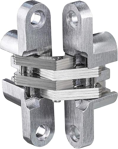 Cerniera a forare Gedotec in look acciaio inox | 2 pezzi - cerniera in legno in metallo | VICI | Cerniera a trapano nichelata spazzolata 12 x 45 mm | Cerniera per porta da avvitare con un angolo - Honorern